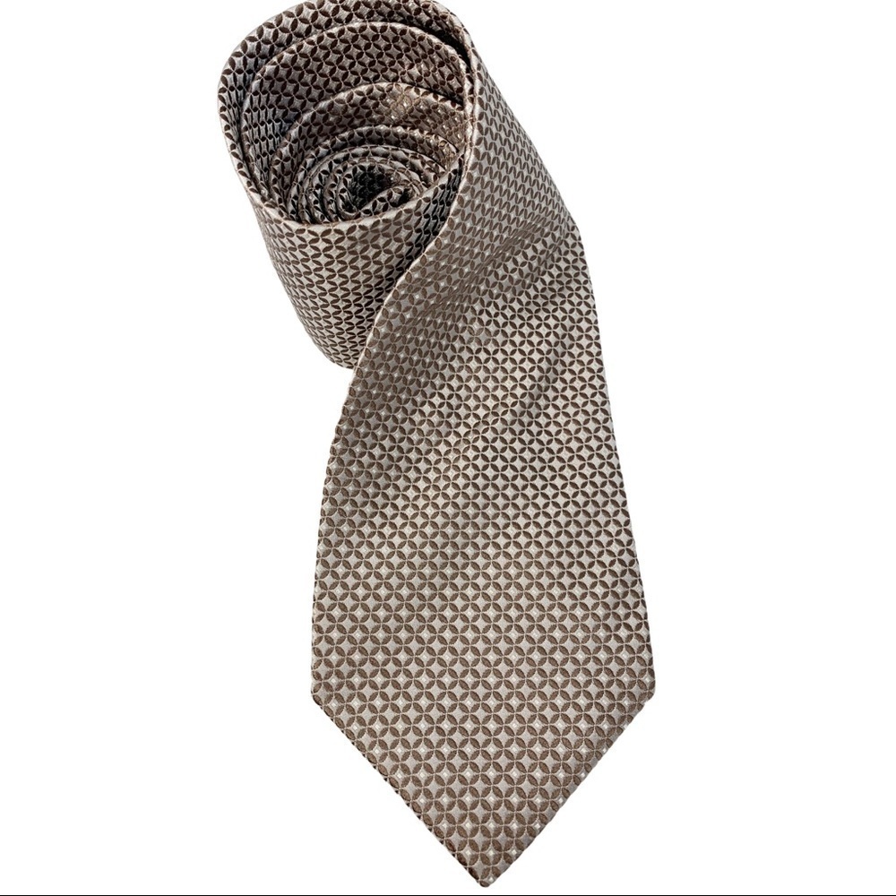 Banana Republic 100% Silk Mens Silver/ Brown Tie